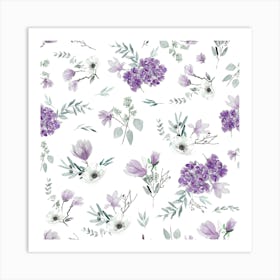 Geranium Flowers White Lavender Art Print