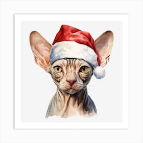 Sphynx Cat In Santa Hat 5 Art Print