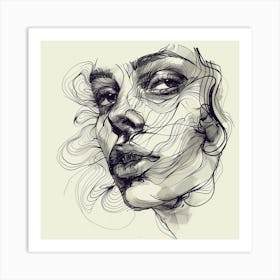 Womans Face Hand Drawn Sketch Illustra Art Print