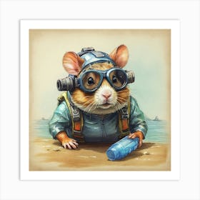 Hamster In Goggles 1 Art Print