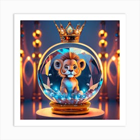 Lion In A Crystal Ball 2 Art Print