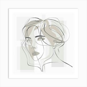 Abstract Line Face, Line Art Woman, Neutral Colors Wall Art, Minimal Wall Art Print