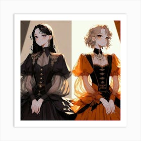 Two Gothic Girls Art Print