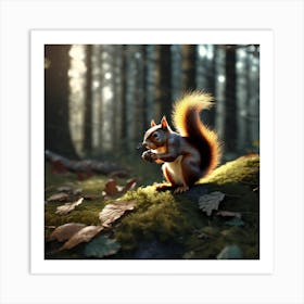 Squirrel In The Forest 311 Art Print