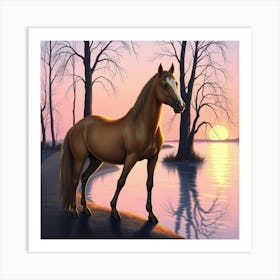 Horse By The Water 7 Art Print