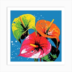 Andy Warhol Style Pop Art Flowers Flamingo Flower 2 Square Art Print