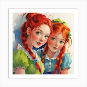 Two Red Haired Girls Art Print