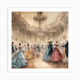 An Art Classic Portraying An Elegant Ballroom Sce Esrgan 3 Art Print