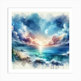 Watercolor Of The Ocean Poster