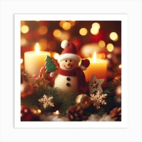 Christmas Snowman Art Print