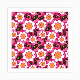 Pink Flower Pattern Art Print