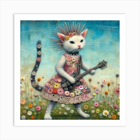 Cute punk cat 6 Art Print