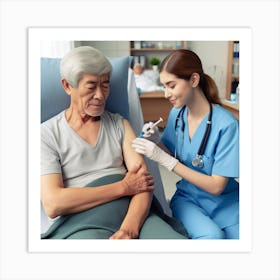 Elderly Man Getting A Vaccination Art Print