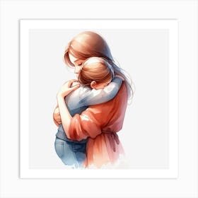 Mother Hugging Her Child Art Print