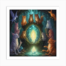 Cats Of The Forest Art Print