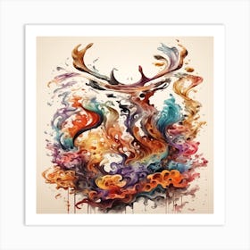 Deer the clouds 3 Art Print