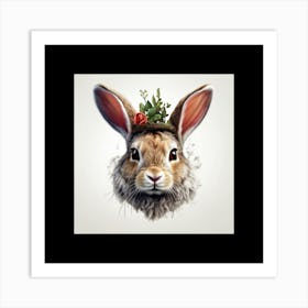 Rabbit With Flowers Art Print