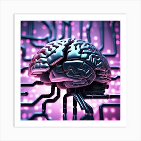 Brain On Circuit Board 3 Art Print
