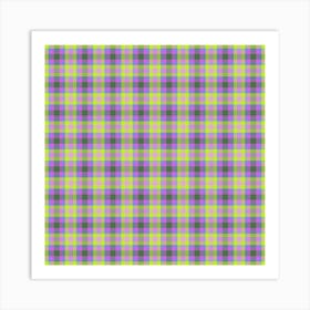 Purple And Yellow Checkered Fabric Art Print