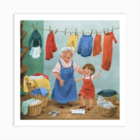 Old Lady And Little Girl Art Print