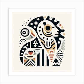 Scandinavian style, Symbols of Africa in the silhouette of a lion Art Print