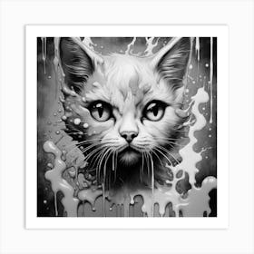 Cat In The Puddle Art Print