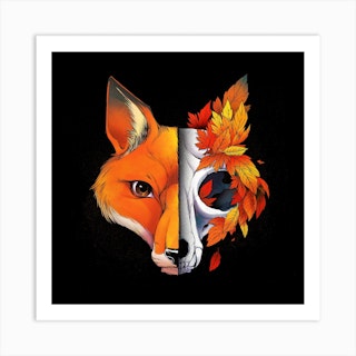 Autumn Fox Square Art Print