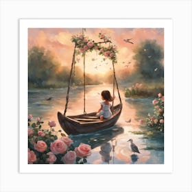 Little Girl In A Boat Art Print