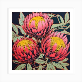 Protea 1 Pop Art Illustration Square Art Print