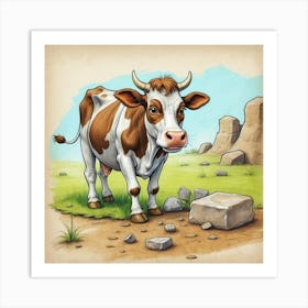 Cow In The Field 10 Art Print