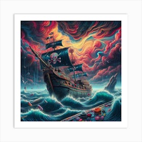 Pirate ship trip Art Print