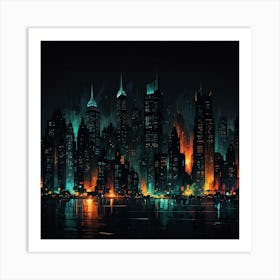 Cityscape At Night 14 Art Print