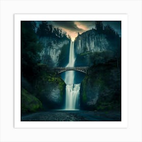 Multnomah Falls at sunset. Just one of many large waterfalls along the Columbia Gorge in Washington and Oregon (28) Art Print