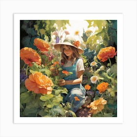 Girl In The Garden Art Print