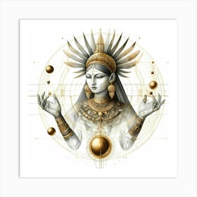 Atztec Culture Beauty In Gold 2 Creative Illustration Art Print