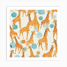 Cute Geometric Giraffe Pattern 2 Art Print 3 Art Print