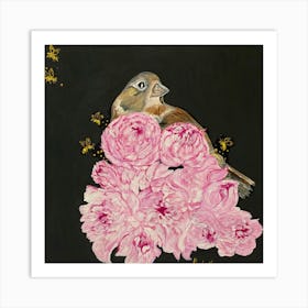 Bird And Peonies Art Print