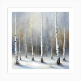 Birch Trees In Snow Art Print