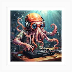 Dj Octopus Art Print