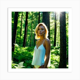 Young Woman In The Forest Art Print