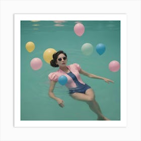 Floating In The Water With Sunglasses Art Print