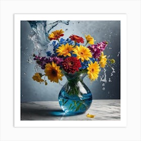 Water Splashing Flowers 11 Art Print