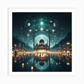 Muslim City At Night 1 Art Print