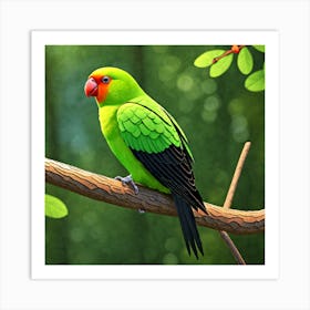 Green Parrot Art Print