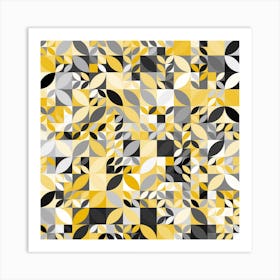 Yellow And Grey Abstract Art Print