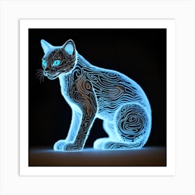 Imagine An Otherworldly Feline Species With Fur Covered In Strange Luminescent Patterns That Seem To Shimmer And Change As The Creature Move (1) Art Print
