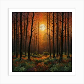 Abstract Depiction Of A Forest At Sunset Art Print