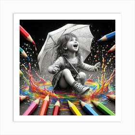 Little Girl With Umbrella 1 Art Print