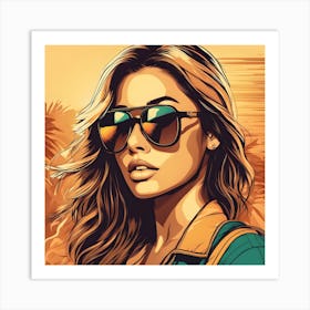 Woman Wearing Sunglasses 3 Art Print