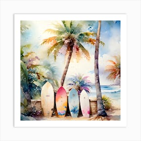 Surfboards On The Beach Art Print